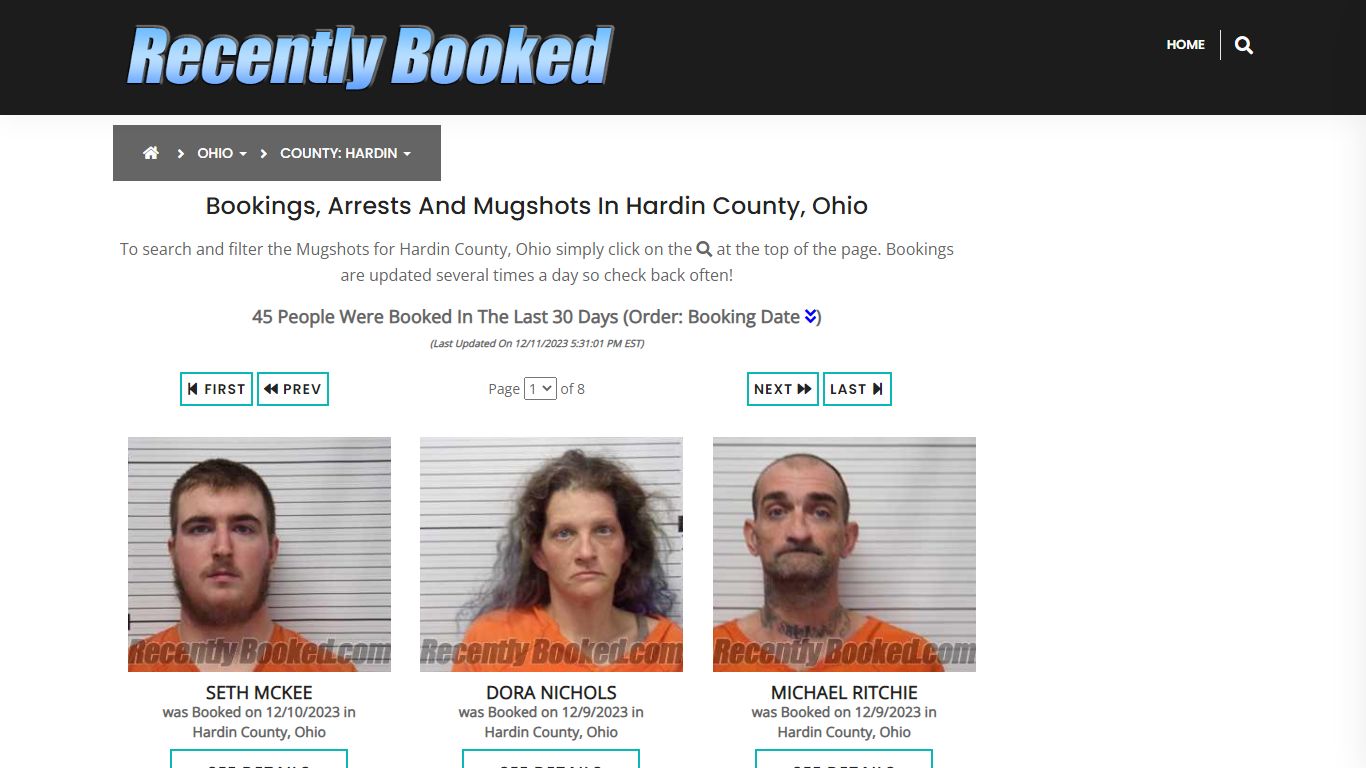 Recent bookings, Arrests, Mugshots in Hardin County, Ohio - Recently Booked